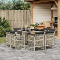 Set Pranzo da Giardino 9pz con Cuscini Grigio Chiaro Polyrattan 3210839