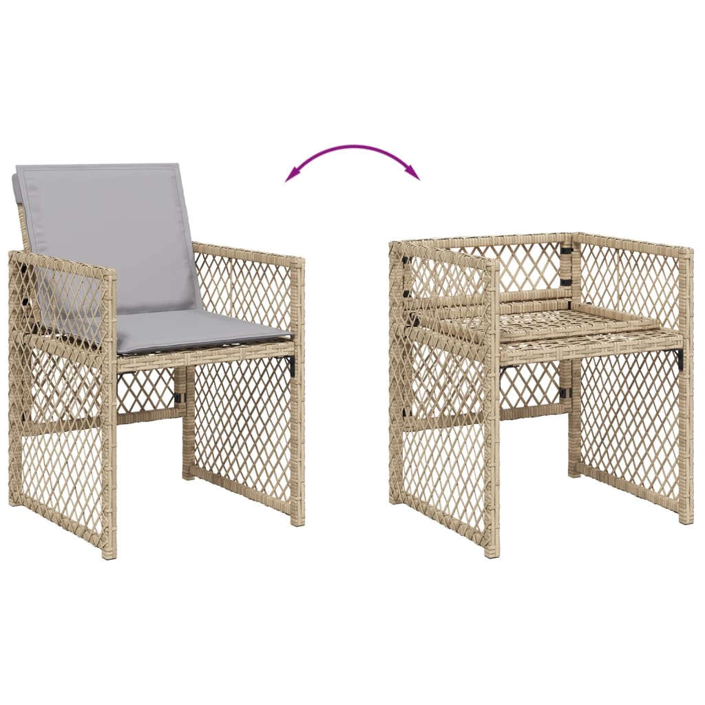 Set Pranzo da Giardino 9 pz con Cuscini Beige Misto Polyrattan 3210840