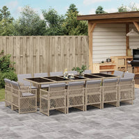 Set Pranzo da Giardino 15 pz con Cuscini Beige Misto Polyrattan 3210876