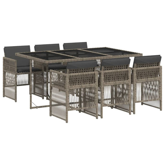 Set da Pranzo da Giardino 7 pz con Cuscini in Polyrattan Grigio 3210908