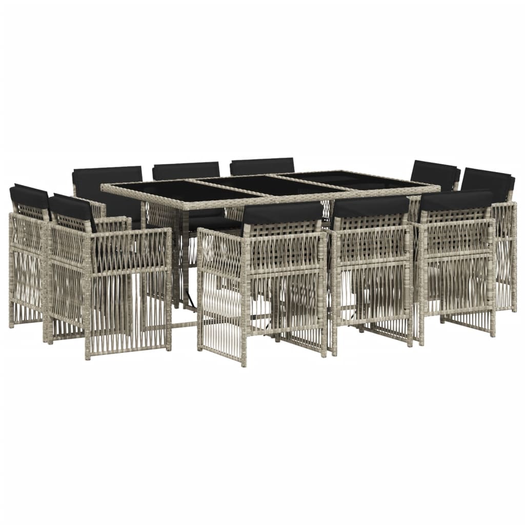 Set Pranzo Giardino 11pz con Cuscini Grigio Chiaro Polyrattan 3211031