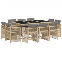 Set Pranzo da Giardino 11 pz con Cuscini Beige Misto Polyrattan 3211032