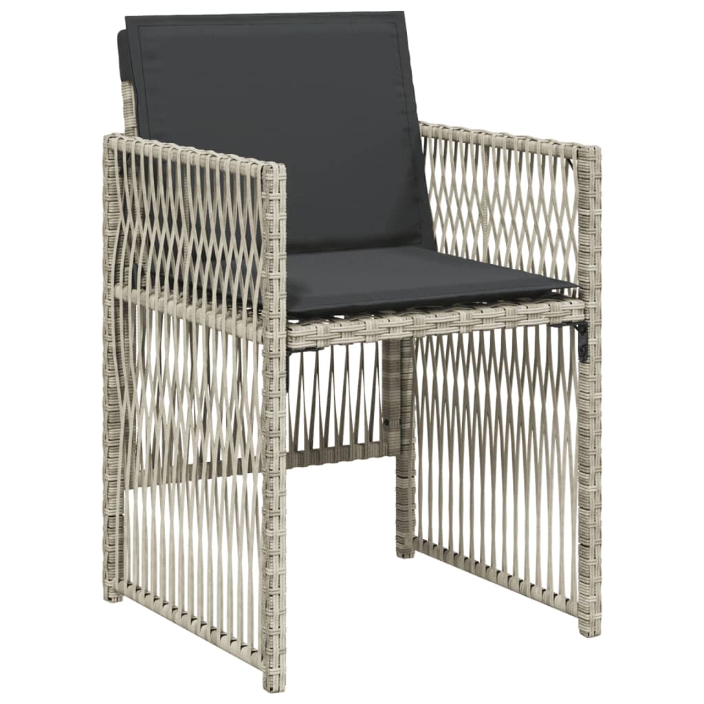 Set da Pranzo da Giardino 15 pz con Cuscini Grigio Polyrattan 3211055