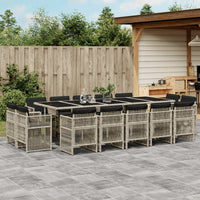 Set da Pranzo da Giardino 15 pz con Cuscini Grigio Polyrattan 3211055