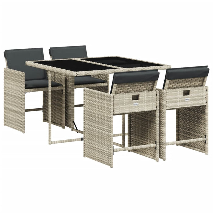 Set Pranzo da Giardino 5pz con Cuscini Grigio Chiaro Polyrattan 3211079