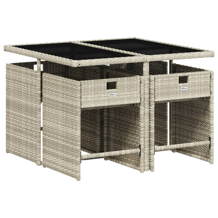 Set Pranzo da Giardino 5pz con Cuscini Grigio Chiaro Polyrattan 3211079