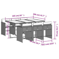 Set da Pranzo da Giardino 7 pz Nero con Cuscini in Polyrattan 3211086