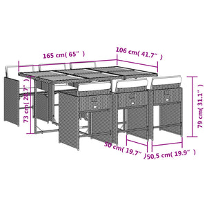 Set da Pranzo da Giardino 7 pz con Cuscini in Polyrattan Grigio 3211094