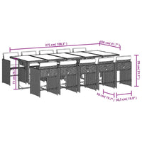 Set da Pranzo da Giardino 11 pz con Cuscini in Polyrattan Nero 3211111