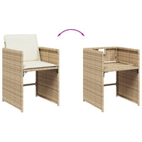 Set da Pranzo da Giardino 9 pz con Cuscini Beige in Polyrattan 3211138