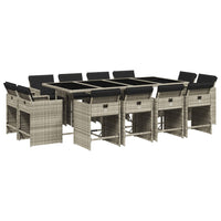 Set da Pranzo da Giardino 13pz con Cuscini Grigio in Polyrattan 3211223