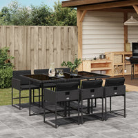 Set da Pranzo da Giardino 7 pz Nero con Cuscini in Polyrattan 3211267