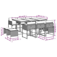 Set da Pranzo da Giardino 11 pz con Cuscini Polyrattan Marrone 3211329