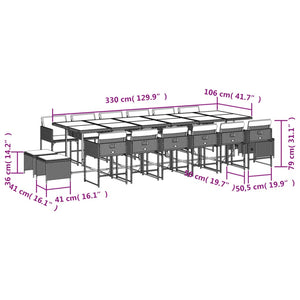 Set Pranzo da Giardino 17 pz con Cuscini Beige Misto Polyrattan 3211368