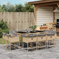 Set Pranzo da Giardino 11 pz con Cuscini Beige Misto Polyrattancod mxl 110898