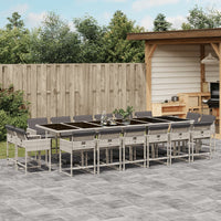 Set da Pranzo da Giardino 17pz con Cuscini Grigio in Polyrattan 3211427