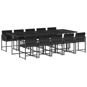 Set da Pranzo da Giardino 11 pz con Cuscini in Polyrattan Nero 3211471