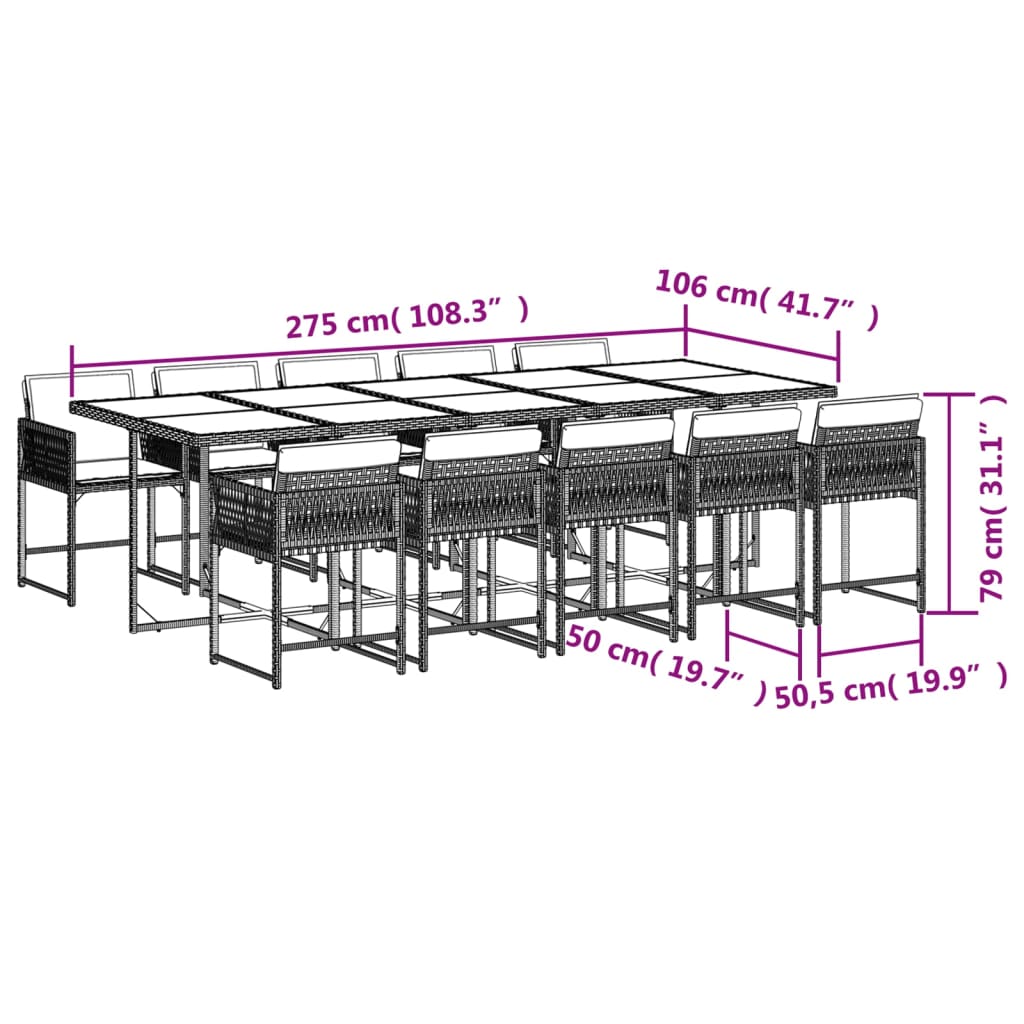 Set da Pranzo da Giardino 11 pz con Cuscini in Polyrattan Nero 3211471