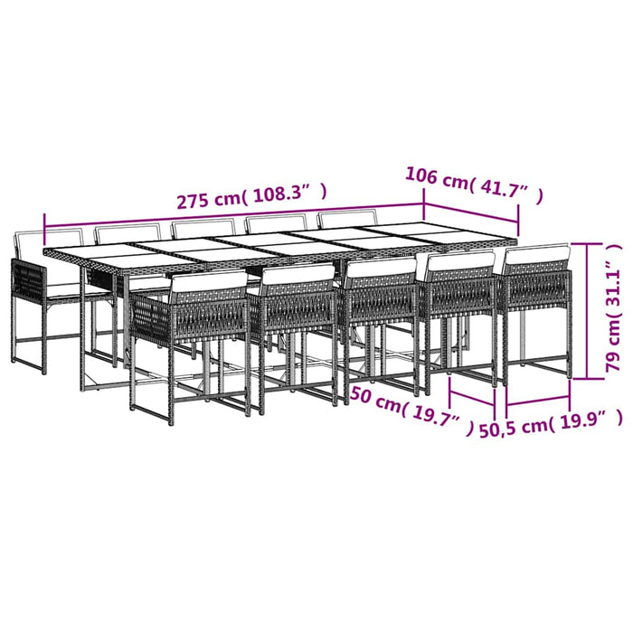 Set da Pranzo da Giardino 11 pz con Cuscini in Polyrattan Nero 3211471