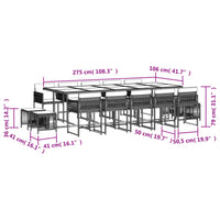 Set da Pranzo da Giardino 15 pz con Cuscini Grigio Polyrattan 3211538