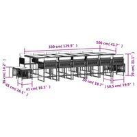 Set da Pranzo da Giardino 17 pz con Cuscini Nero in Polyrattan 3211542