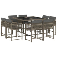 Set da Pranzo da Giardino 9 pz con Cuscini in Polyrattan Grigio 3211556