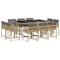 Set Pranzo da Giardino 11 pz con Cuscini Beige Misto Polyrattan 3211572