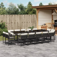 Set da Pranzo da Giardino 15 pz con Cuscini Nero in Polyrattan 3211590