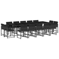 Set da Pranzo da Giardino 15 pz con Cuscini Nero in Polyrattan 3211591