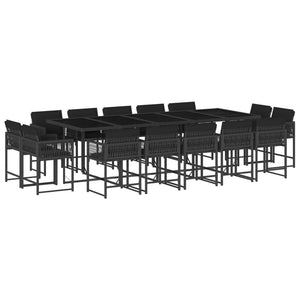 Set da Pranzo da Giardino 15 pz con Cuscini Nero in Polyrattan 3211591