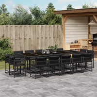 Set da Pranzo da Giardino 15 pz con Cuscini Nero in Polyrattan 3211591