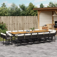 Set da Pranzo da Giardino 17 pz con Cuscini Nero in Polyrattan 3211611