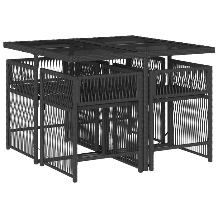 Set da Pranzo da Giardino 5 pz Nero con Cuscini in Polyrattan 3211614