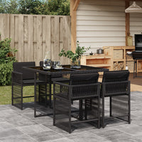 Set da Pranzo da Giardino 5 pz Nero con Cuscini in Polyrattan 3211615