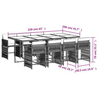 Set da Pranzo da Giardino 9 pz con Cuscini Nero in Polyrattan 3211638