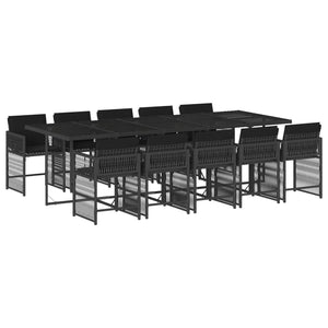 Set da Pranzo da Giardino 11 pz con Cuscini in Polyrattan Nero 3211651