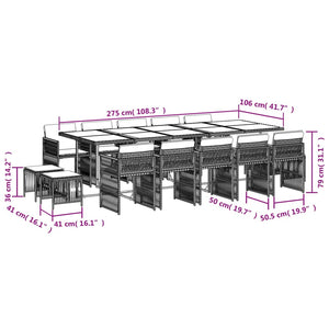 Set Pranzo da Giardino 15 pz con Cuscini Beige Misto Polyrattan 3211716