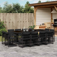 Set da Pranzo da Giardino 13pz con Cuscini Nero in Polyrattan 3211759