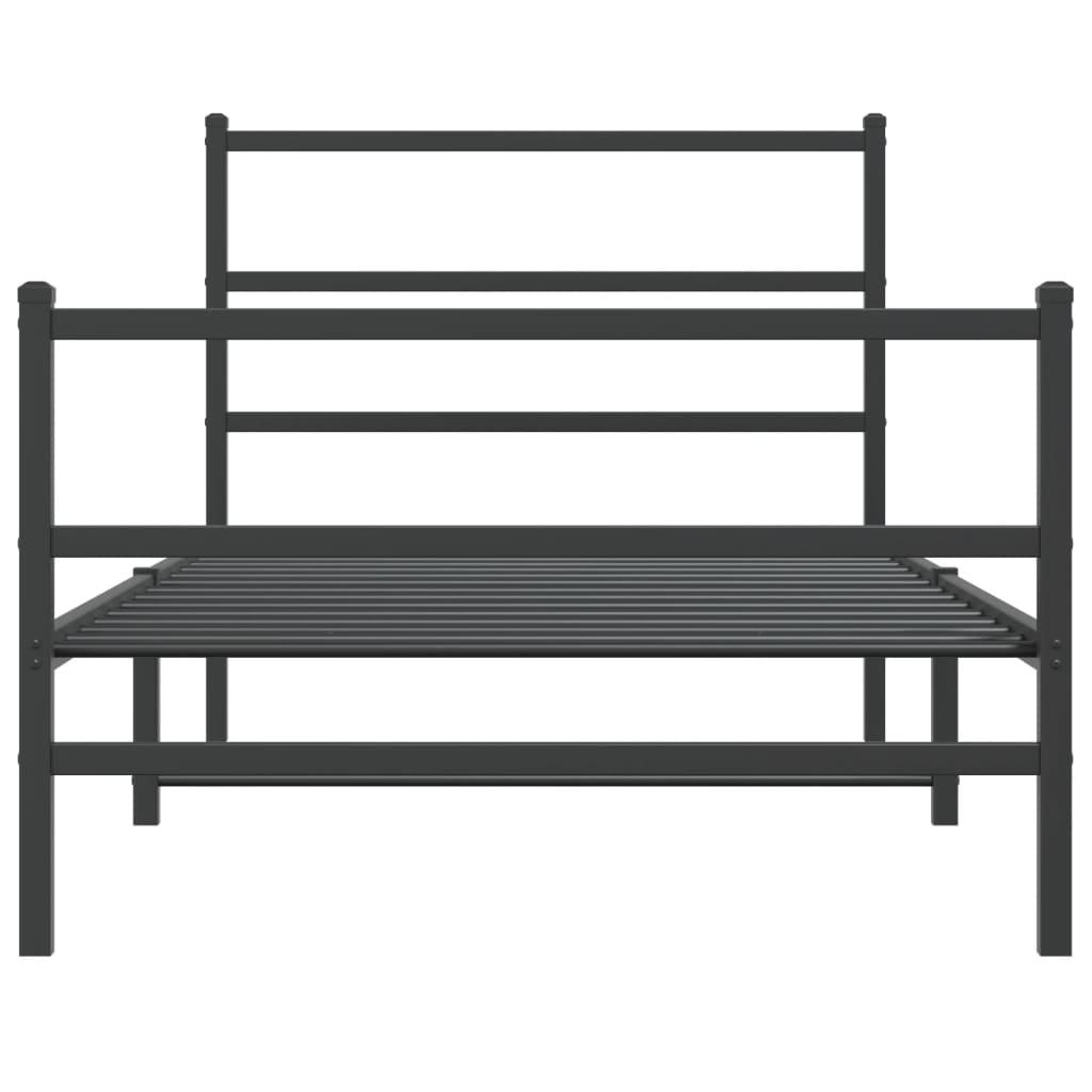 Giroletto con Testiera e Pediera Metallo Nero 107x203 cm 355379