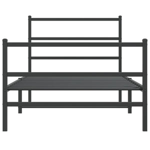 Giroletto con Testiera e Pediera Metallo Nero 107x203 cm 355379