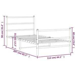 Giroletto con Testiera e Pediera Metallo Nero 107x203 cm 355379