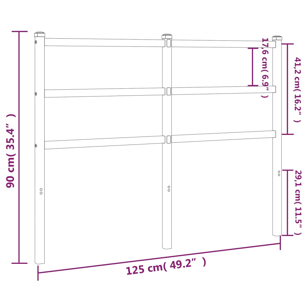 Testiera in Metallo Nero 120 cm 355396