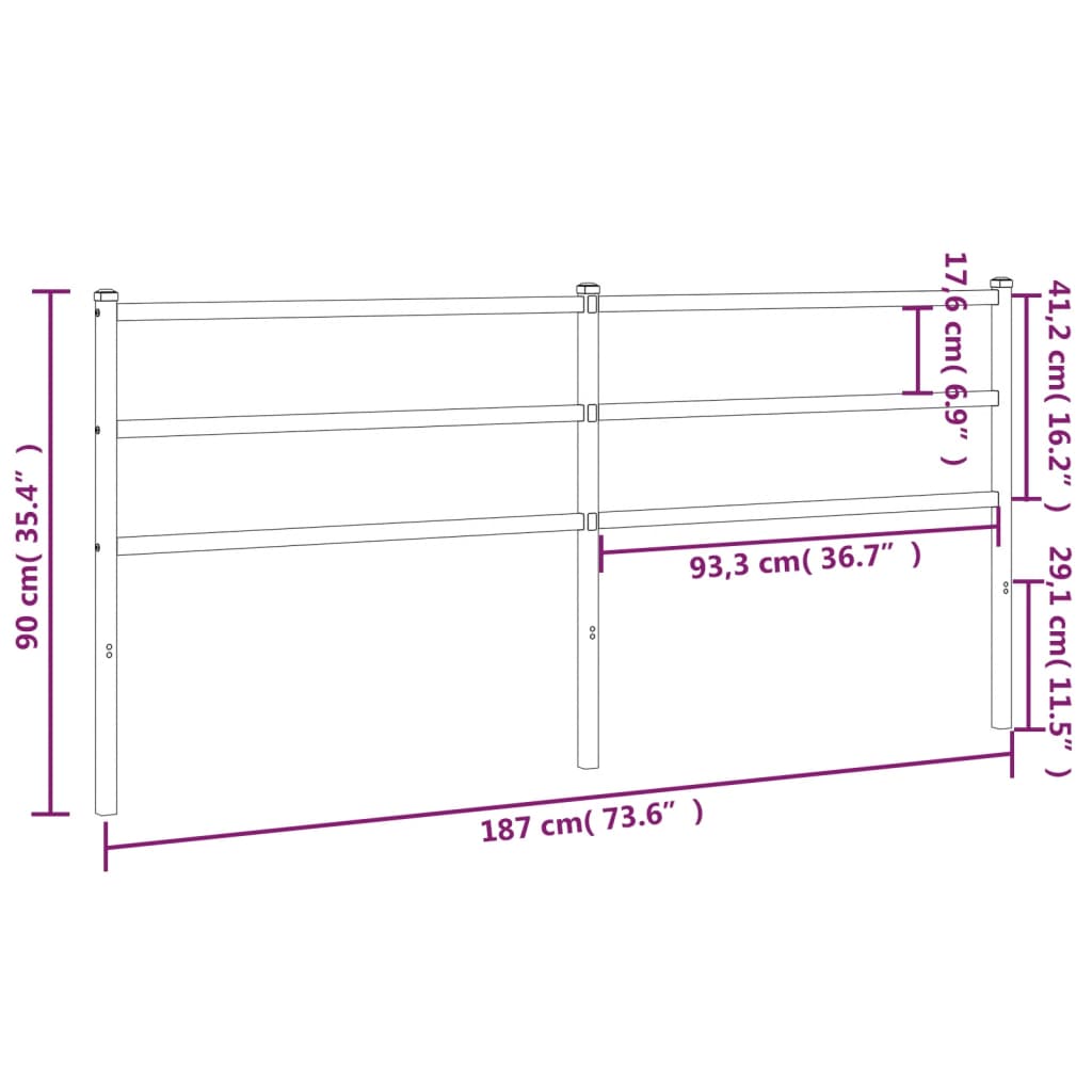 Testiera in Metallo Nero 180 cm 355401