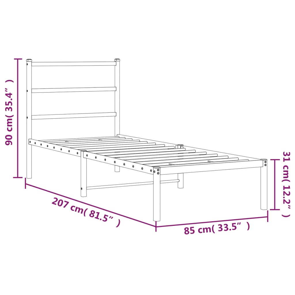 Giroletto con Testiera Metallo Bianco 80x200 cm 355405