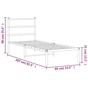 Giroletto con Testiera Metallo Bianco 80x200 cm 355405