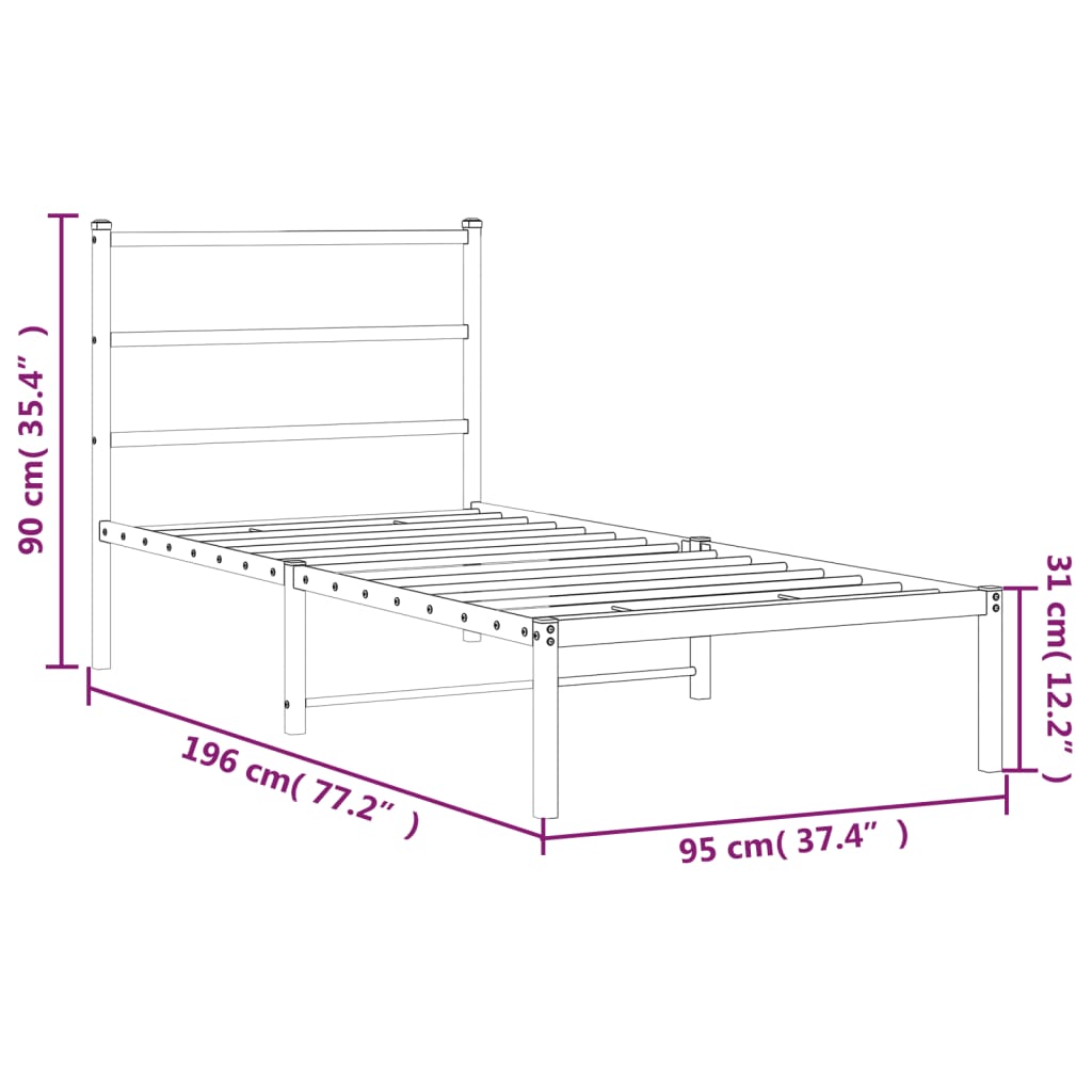 Giroletto con Testiera Metallo Bianco 90x190 cm 355406