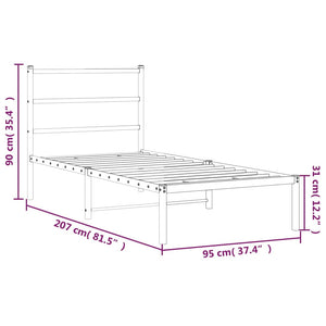 Giroletto con Testiera Metallo Bianco 90x200 cm 355407