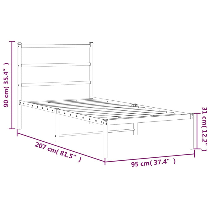 Giroletto con Testiera Metallo Bianco 90x200 cm 355407