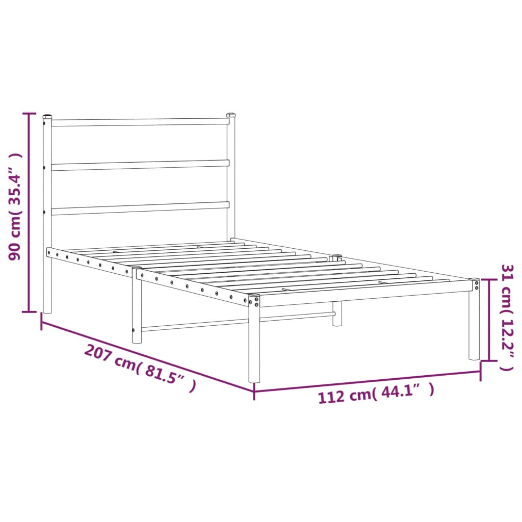 Giroletto con Testiera Metallo Bianco 107x203 cm 355410