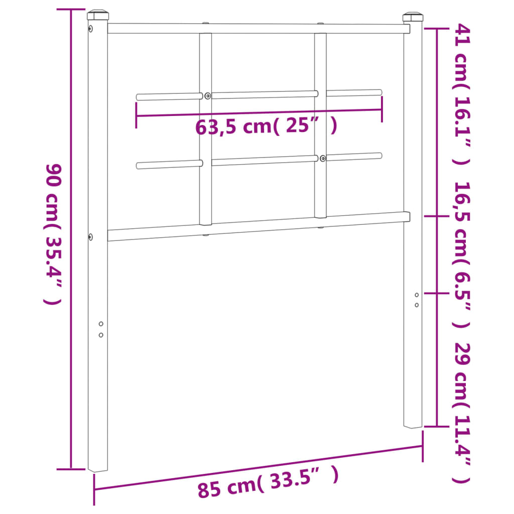 Testiera in Metallo Nero 80 cm 355588